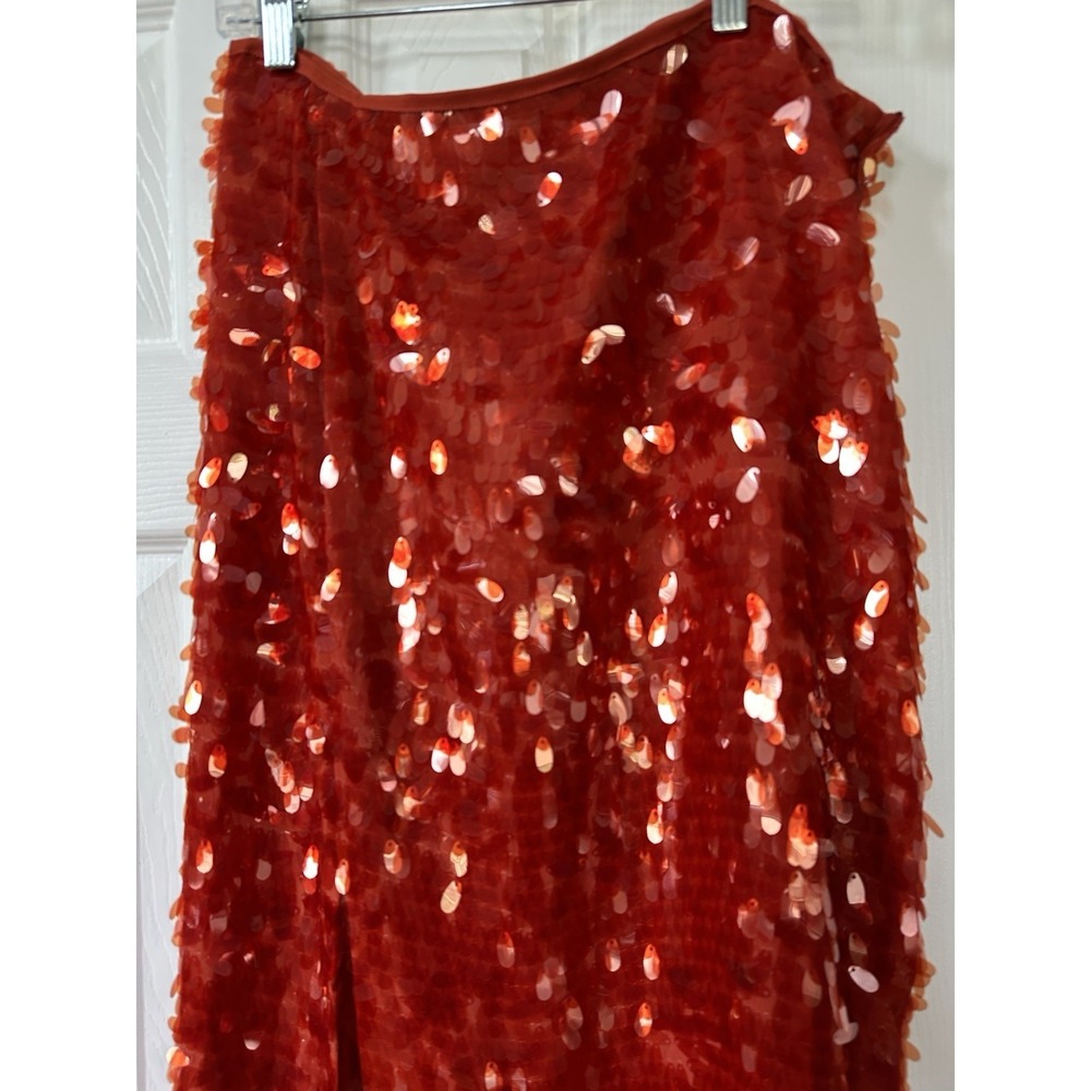 Zara Woman Midi Chunky Sequin Skirt Orange Rare Size XL - Picture 5 of 9